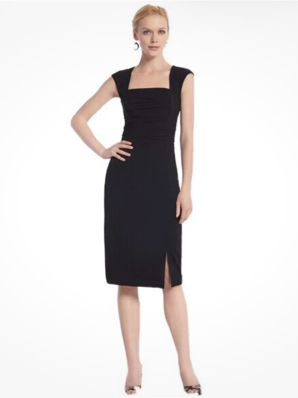 BNWT White House Black Market Classic Black Cap-Sleeve Sheath Dress